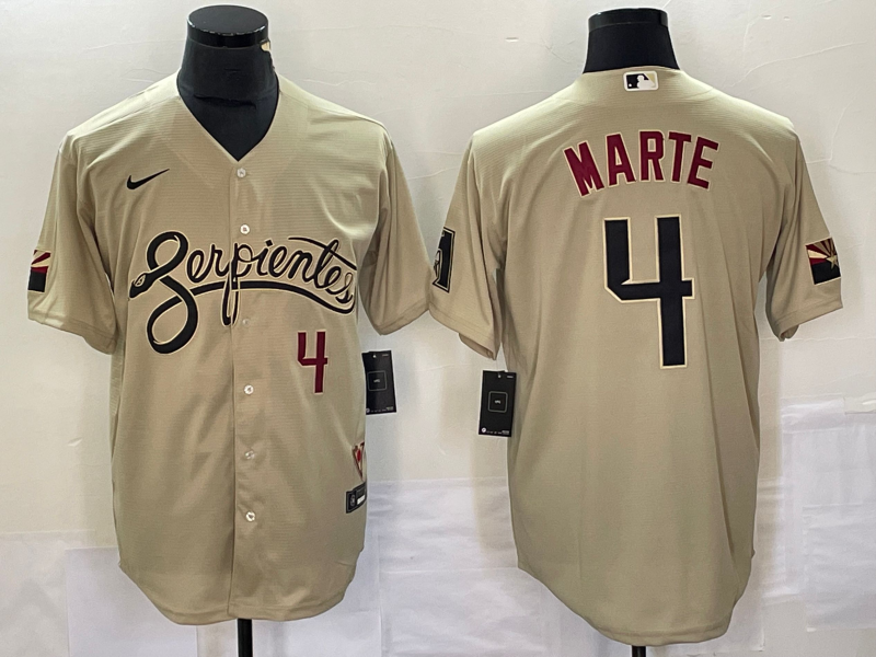 Men's Arizona Diamondbacks Ketel Marte #4 Beige Baseball Jersey